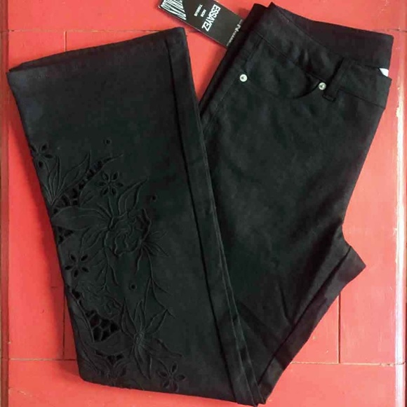 Peter Nygard Denim - NWT Black Linen/Cotton Embroidered Dressy Jeans 8